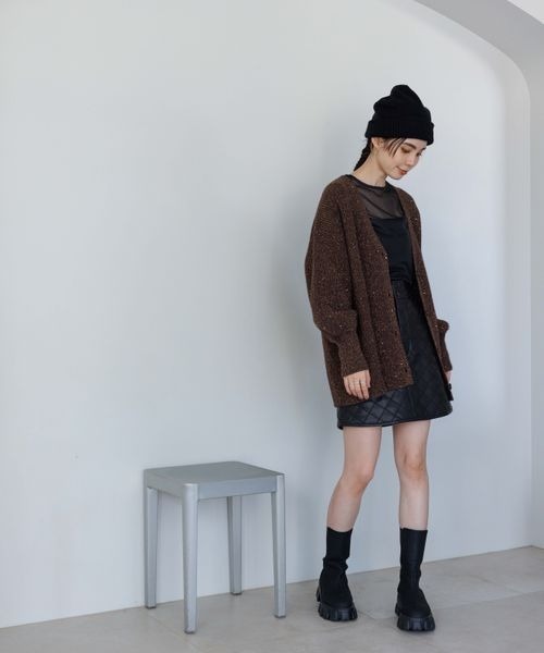 JEANASIS（ジーナシス）の「アクリルニットビーニ－/974131（ニットキャップ/ビーニー・レディース・ブラック/ベージュ/グレー・FREE）」の8枚目の写真