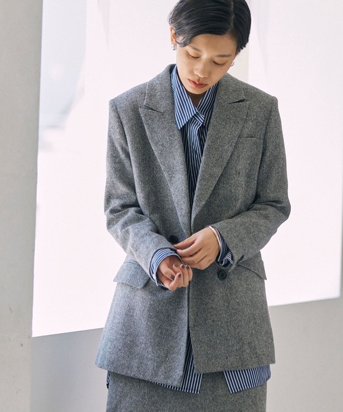 BABYLONE ネップツイードジャケット グレー 楽天市場】ネップツイードジャケット BABYLONE バビロン