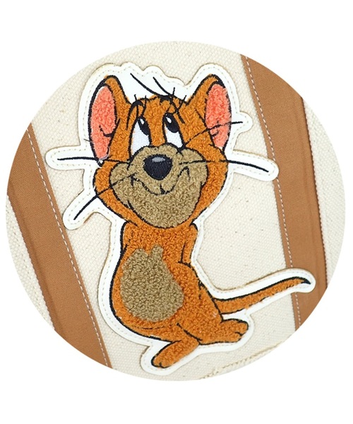 Tom&Jerry(トムアンドジェリー)の「FLAPPER★フラッパー:TOM & JERRY トムとジェリー サガラワッペン トートバッグ(トートバッグ・レディース・ブラック/アイボリー・FREE)」の4枚目の写真