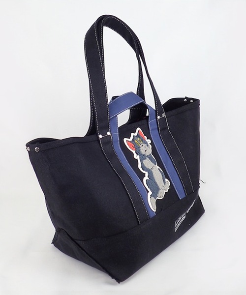 Tom&Jerry(トムアンドジェリー)の「FLAPPER★フラッパー:TOM & JERRY トムとジェリー サガラワッペン トートバッグ(トートバッグ・レディース・ブラック/アイボリー・FREE)」の5枚目の写真