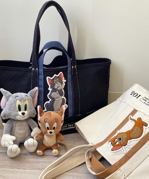 Tom&Jerry(トムアンドジェリー)の「FLAPPER★フラッパー:TOM & JERRY トムとジェリー サガラワッペン トートバッグ(トートバッグ・レディース・ブラック/アイボリー・FREE)」の15枚目の写真