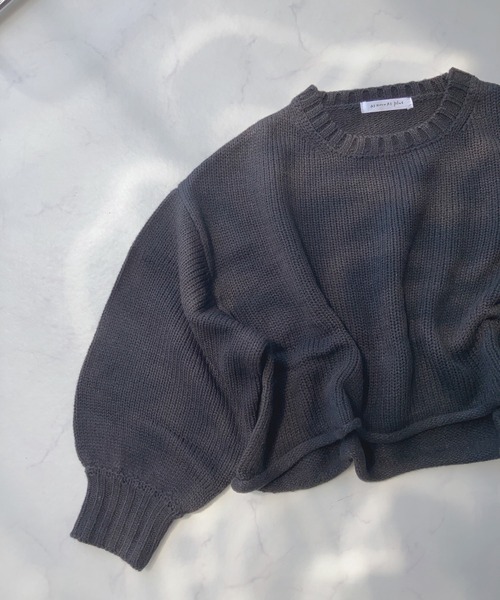 AS KNOW AS plus（アズノゥアズプラス）の「☆くるりんショートニットプルオーバー（ニット/セーター・レディース・ミント/ブラック/ブルー/アイボリー・FREE）」の2枚目の写真