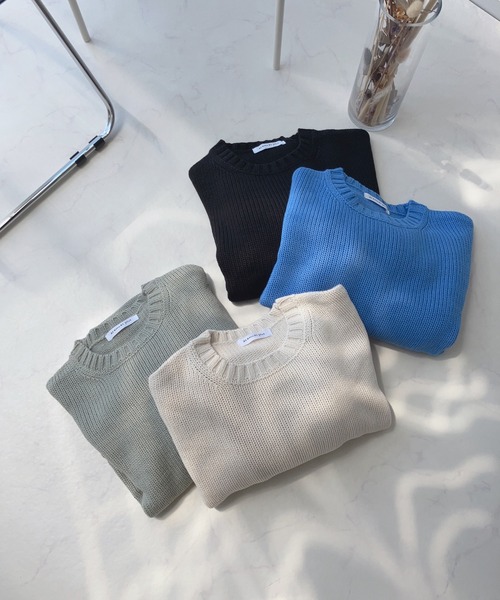 AS KNOW AS plus（アズノゥアズプラス）の「☆くるりんショートニットプルオーバー（ニット/セーター・レディース・ミント/ブラック/ブルー/アイボリー・FREE）」の5枚目の写真