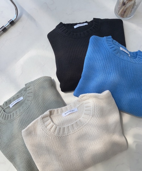 AS KNOW AS plus（アズノゥアズプラス）の「☆くるりんショートニットプルオーバー（ニット/セーター・レディース・ミント/ブラック/ブルー/アイボリー・FREE）」の6枚目の写真