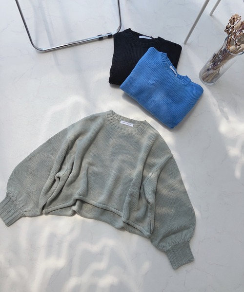 AS KNOW AS plus（アズノゥアズプラス）の「☆くるりんショートニットプルオーバー（ニット/セーター・レディース・ミント/ブラック/ブルー/アイボリー・FREE）」の10枚目の写真