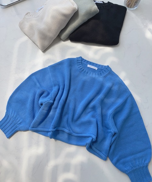 AS KNOW AS plus（アズノゥアズプラス）の「☆くるりんショートニットプルオーバー（ニット/セーター・レディース・ミント/ブラック/ブルー/アイボリー・FREE）」の11枚目の写真