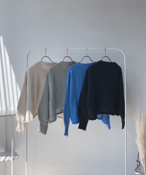 AS KNOW AS plus（アズノゥアズプラス）の「☆くるりんショートニットプルオーバー（ニット/セーター・レディース・ミント/ブラック/ブルー/アイボリー・FREE）」の18枚目の写真