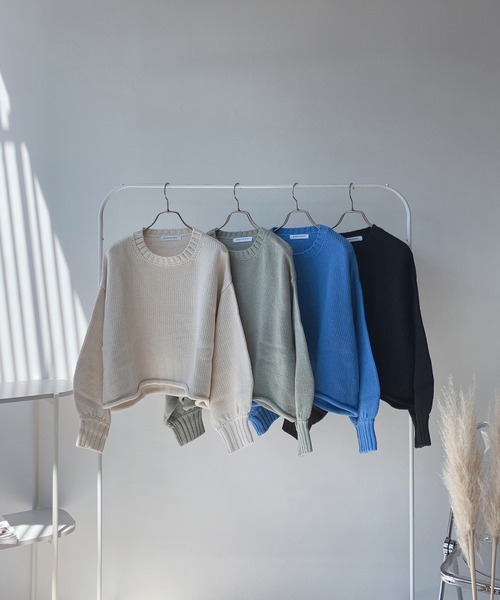 AS KNOW AS plus（アズノゥアズプラス）の「☆くるりんショートニットプルオーバー（ニット/セーター・レディース・ミント/ブラック/ブルー/アイボリー・FREE）」の16枚目の写真