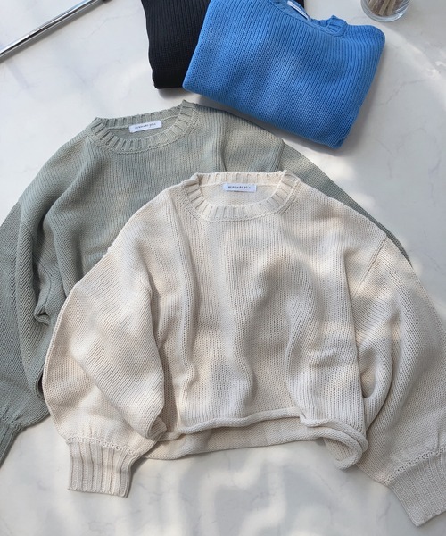 AS KNOW AS plus（アズノゥアズプラス）の「☆くるりんショートニットプルオーバー（ニット/セーター・レディース・ミント/ブラック/ブルー/アイボリー・FREE）」の19枚目の写真