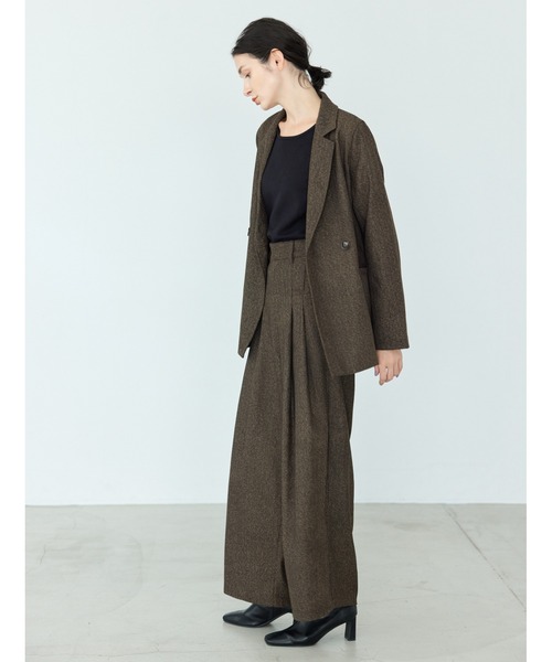 CEDNIE（セドニー）の「ヘリンボーンハイウエストタックパンツ（その他パンツ・レディース・ブラウン・S/M）」の3枚目の写真