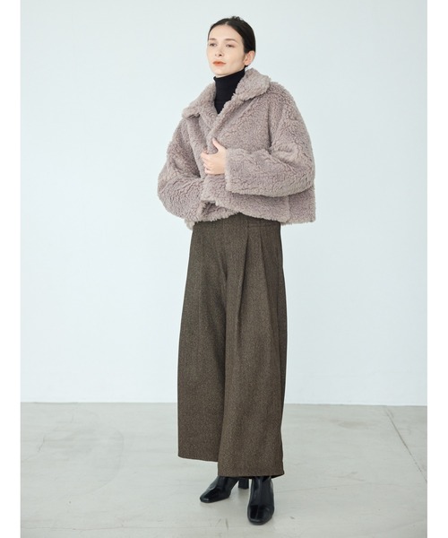 CEDNIE（セドニー）の「ヘリンボーンハイウエストタックパンツ（その他パンツ・レディース・ブラウン・S/M）」の6枚目の写真