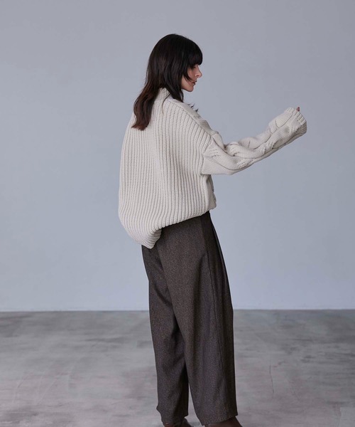 CEDNIE（セドニー）の「ヘリンボーンハイウエストタックパンツ（その他パンツ・レディース・ブラウン・S/M）」の17枚目の写真