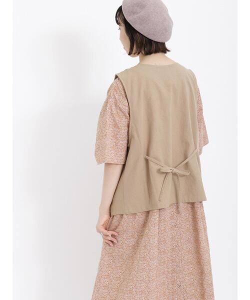 Samansa Mos2（サマンサ モスモス）の「コットンリネンVネックベスト（ベスト・レディース・キナリ/ベージュ/ブラック・F）」の6枚目の写真