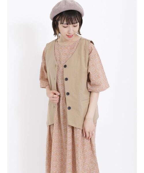 Samansa Mos2（サマンサ モスモス）の「コットンリネンVネックベスト（ベスト・レディース・キナリ/ベージュ/ブラック・F）」の8枚目の写真