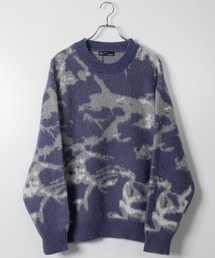 Naive magic（ナイーブマジック）の「【a】モヘアライク ダブルジャガード オーバーサイズ フラワーグラデーションニット/アブストラクトニット（ニット/セーター）」