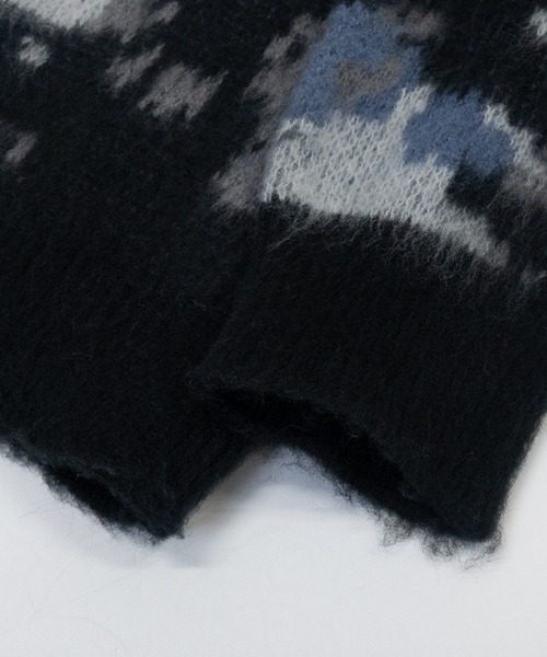 Naive magic（ナイーブマジック）の「【a】モヘアライク ダブルジャガード オーバーサイズ フラワーグラデーションニット/アブストラクトニット（ニット/セーター・メンズ・ブラック/ブルー/ダークブラック/ブラウン/ワインレッド/ブラック系/パープル/グレー・MEDIUM/LARGE/X-LARGE）」の16枚目の写真