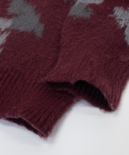 Naive magic（ナイーブマジック）の「【a】モヘアライク ダブルジャガード オーバーサイズ フラワーグラデーションニット/アブストラクトニット（ニット/セーター・メンズ・ブラック/ブルー/ダークブラック/ブラウン/ワインレッド/ブラック系/パープル/グレー・MEDIUM/LARGE/X-LARGE）」の10枚目の写真