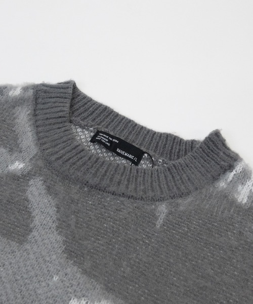 Naive magic（ナイーブマジック）の「【a】モヘアライク ダブルジャガード オーバーサイズ フラワーグラデーションニット/アブストラクトニット（ニット/セーター・メンズ・ブラック/ブルー/ダークブラック/ブラウン/ワインレッド/ブラック系/パープル/グレー・MEDIUM/LARGE/X-LARGE）」の14枚目の写真