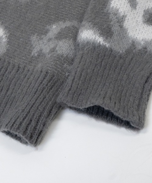 Naive magic（ナイーブマジック）の「【a】モヘアライク ダブルジャガード オーバーサイズ フラワーグラデーションニット/アブストラクトニット（ニット/セーター・メンズ・ブラック/ブルー/ダークブラック/ブラウン/ワインレッド/ブラック系/パープル/グレー・MEDIUM/LARGE/X-LARGE）」の13枚目の写真