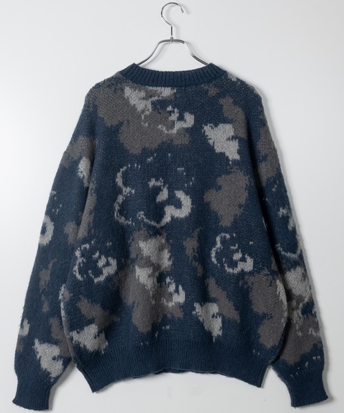 Naive magic（ナイーブマジック）の「【a】モヘアライク ダブルジャガード オーバーサイズ フラワーグラデーションニット/アブストラクトニット（ニット/セーター・メンズ・ブラック/ブルー/ダークブラック/ブラウン/ワインレッド/ブラック系/パープル/グレー・MEDIUM/LARGE/X-LARGE）」の20枚目の写真