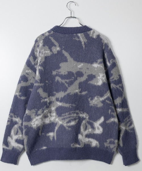 Naive magic（ナイーブマジック）の「【a】モヘアライク ダブルジャガード オーバーサイズ フラワーグラデーションニット/アブストラクトニット（ニット/セーター・メンズ・ブラック/ブルー/ダークブラック/ブラウン/ワインレッド/ブラック系/パープル/グレー・MEDIUM/LARGE/X-LARGE）」の19枚目の写真