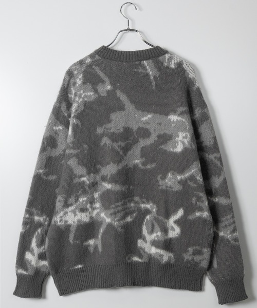 Naive magic（ナイーブマジック）の「【a】モヘアライク ダブルジャガード オーバーサイズ フラワーグラデーションニット/アブストラクトニット（ニット/セーター・メンズ・ブラック/ブルー/ダークブラック/ブラウン/ワインレッド/ブラック系/パープル/グレー・MEDIUM/LARGE/X-LARGE）」の22枚目の写真