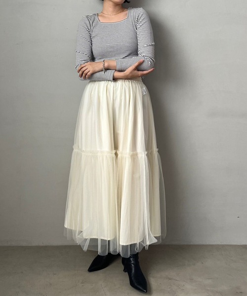 LOWRYS FARM（ローリーズファーム）の「２WAYリブタイトロングスリーブ　966670（Tシャツ/カットソー・レディース・ブラック/オフホワイト/ブラック系その他/アイボリー・FREE）」の19枚目の写真