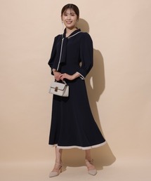美品 M【Apuweiser-riche ボウタイ配色ワンピース】フレア 美品 M【Apuweiser-riche ボウタイ配色ワンピース】フレア
