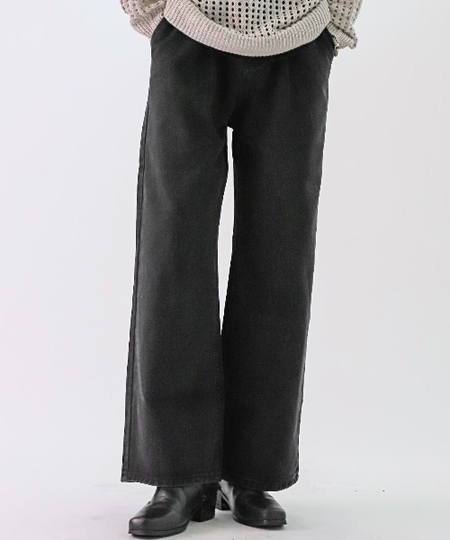 LUXSTYLE(ラグスタイル)の「タックワイドユニセックスデニムパンツ(デニムパンツ・メンズ・インディゴブルー/ブラック/ブルー系その他/ブラック系その他・L/M/S)」の5枚目の写真