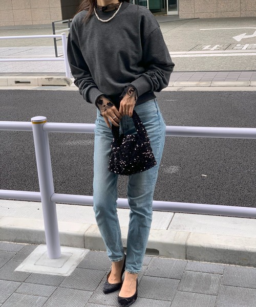 E&C closet…（イーアンドシークローゼット）の「袖刺繍ジャストスエット（スウェット・レディース・ダークグレー/ライトグレー・FREE）」の10枚目の写真
