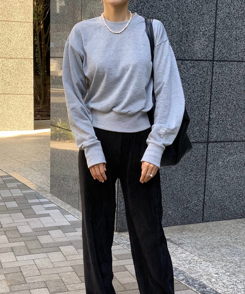E&C closet…（イーアンドシークローゼット）の「袖刺繍ジャストスエット（スウェット・レディース・ダークグレー/ライトグレー・FREE）」の17枚目の写真