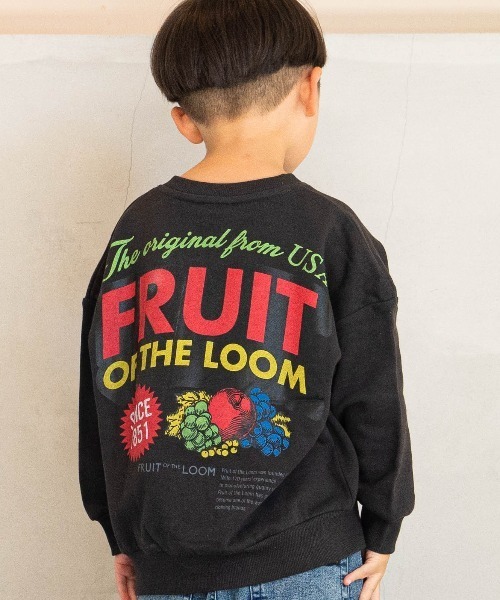 FRUIT OF THE LOOM（フルーツオブザルーム）の「【FRUIT OF THE LOOM】別注プリントトレーナ/前後プリント（80～160cm）（スウェット・キッズ・チャコール/グリーン/オフホワイト・120/110/130/140/150/160/90/100/80）」の2枚目の写真