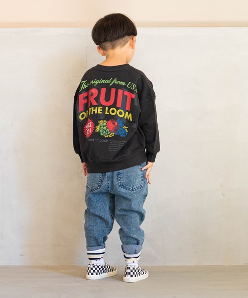 FRUIT OF THE LOOM（フルーツオブザルーム）の「【FRUIT OF THE LOOM】別注プリントトレーナ/前後プリント（80～160cm）（スウェット・キッズ・チャコール/グリーン/オフホワイト・120/110/130/140/150/160/90/100/80）」の9枚目の写真