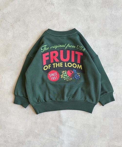 FRUIT OF THE LOOM（フルーツオブザルーム）の「【FRUIT OF THE LOOM】別注プリントトレーナ/前後プリント（80～160cm）（スウェット・キッズ・チャコール/グリーン/オフホワイト・120/110/130/140/150/160/90/100/80）」の13枚目の写真