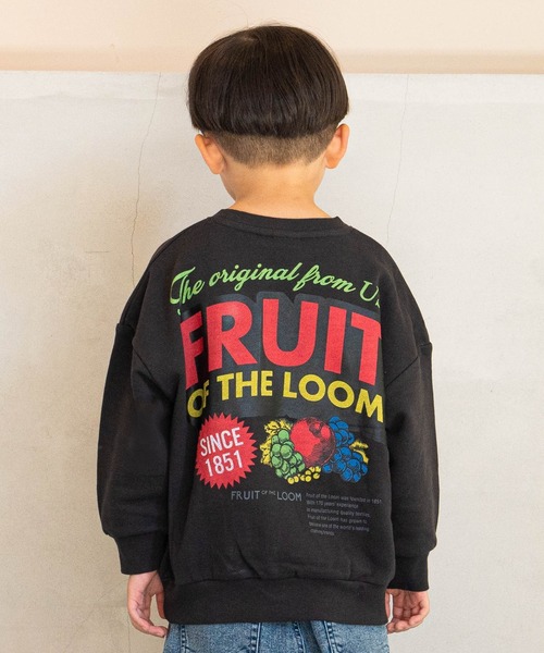 FRUIT OF THE LOOM（フルーツオブザルーム）の「【FRUIT OF THE LOOM】別注プリントトレーナ/前後プリント（80～160cm）（スウェット・キッズ・チャコール/グリーン/オフホワイト・120/110/130/140/150/160/90/100/80）」の7枚目の写真