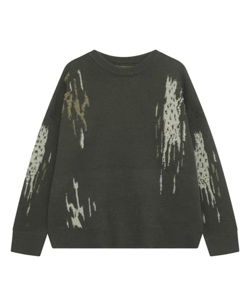 Theater code（シアターコード）の「paint design pullover knit/ペイントデザイン プルオーバー ニット（ニット/セーター・メンズ・ブラック/グリーン・3/2）」の3枚目の写真