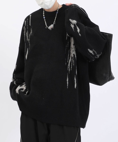 Theater code（シアターコード）の「paint design pullover knit/ペイントデザイン プルオーバー ニット（ニット/セーター・メンズ・ブラック/グリーン・3/2）」の12枚目の写真