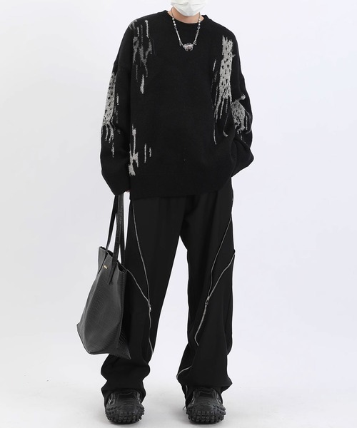 Theater code（シアターコード）の「paint design pullover knit/ペイントデザイン プルオーバー ニット（ニット/セーター・メンズ・ブラック/グリーン・3/2）」の14枚目の写真