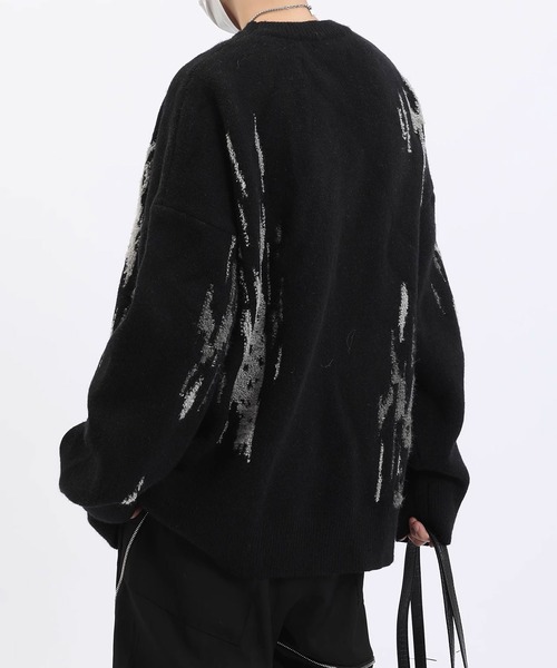 Theater code（シアターコード）の「paint design pullover knit/ペイントデザイン プルオーバー ニット（ニット/セーター・メンズ・ブラック/グリーン・3/2）」の13枚目の写真