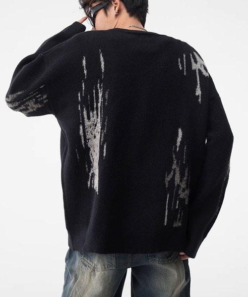 Theater code（シアターコード）の「paint design pullover knit/ペイントデザイン プルオーバー ニット（ニット/セーター・メンズ・ブラック/グリーン・3/2）」の9枚目の写真
