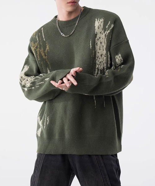 Theater code（シアターコード）の「paint design pullover knit/ペイントデザイン プルオーバー ニット（ニット/セーター・メンズ・ブラック/グリーン・3/2）」の16枚目の写真