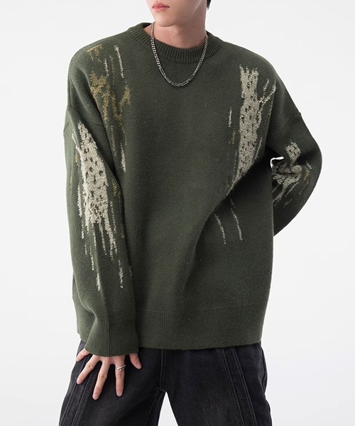 Theater code（シアターコード）の「paint design pullover knit/ペイントデザイン プルオーバー ニット（ニット/セーター・メンズ・ブラック/グリーン・3/2）」の18枚目の写真