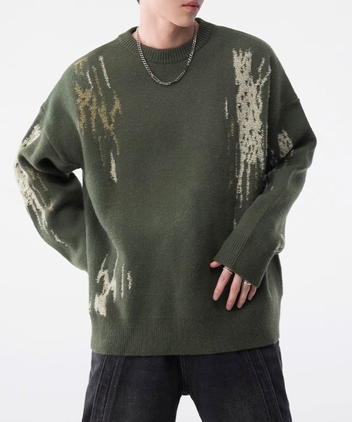 Theater code（シアターコード）の「paint design pullover knit/ペイントデザイン プルオーバー ニット（ニット/セーター・メンズ・ブラック/グリーン・3/2）」の19枚目の写真