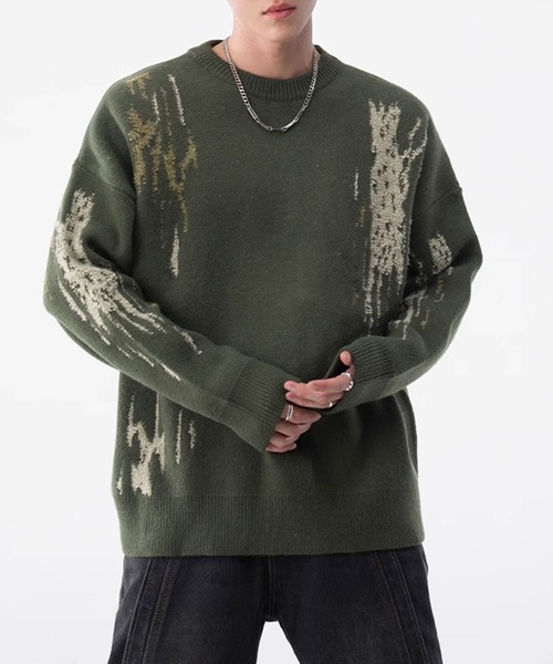 Theater code（シアターコード）の「paint design pullover knit/ペイントデザイン プルオーバー ニット（ニット/セーター・メンズ・ブラック/グリーン・3/2）」の20枚目の写真