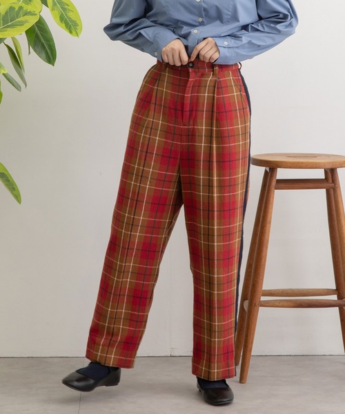POU DOU DOU(プードゥドゥ)の「タータンチェックサイドラインパンツ(その他パンツ・レディース・ブラウン/ダークグレー・3)」の12枚目の写真