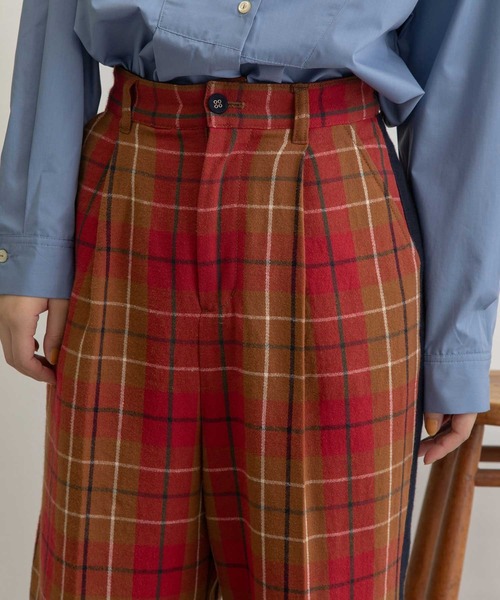 POU DOU DOU(プードゥドゥ)の「タータンチェックサイドラインパンツ(その他パンツ・レディース・ブラウン/ダークグレー・3)」の19枚目の写真