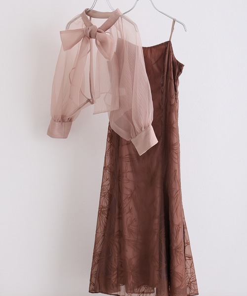 atlo オケージョンドレス Mサイズ 同窓会 3点セット セレモニー 結婚式 atlo（アトロ） ドレス 袖あり＆ミモレ丈同窓会3点セットセレモニー