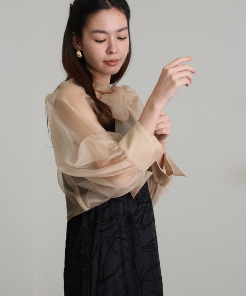 atlo(アトロ)の「オケージョンドレス 結婚式 同窓会 パーティー ドレス オーガンジー 袖あり ロング&セレモニー フォーマル ワンピース お呼ばれ 二次会 成人式 謝恩会 20代 30代(ドレス・レディース・ブラック/ブルー/ブラウン/グリーン/ピンクベージュ・M)」の22枚目の写真