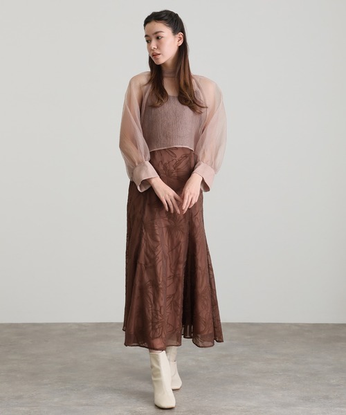 atlo(アトロ)の「オケージョンドレス 結婚式 同窓会 パーティー ドレス オーガンジー 袖あり ロング&セレモニー フォーマル ワンピース お呼ばれ 二次会 成人式 謝恩会 20代 30代(ドレス・レディース・ブラック/ブルー/ブラウン/グリーン/ピンクベージュ・M)」の13枚目の写真