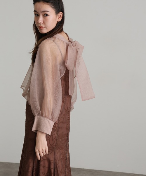 atlo(アトロ)の「オケージョンドレス 結婚式 同窓会 パーティー ドレス オーガンジー 袖あり ロング&セレモニー フォーマル ワンピース お呼ばれ 二次会 成人式 謝恩会 20代 30代(ドレス・レディース・ブラック/ブルー/ブラウン/グリーン/ピンクベージュ・M)」の10枚目の写真